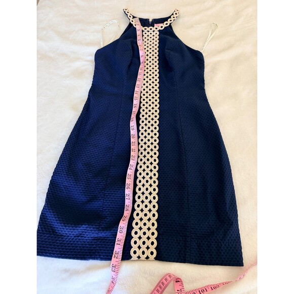 Lilly Pulitzer Sasha Shift Dress True Navy Blue Eyelet Lace  Size 00 - Picture 5 of 6